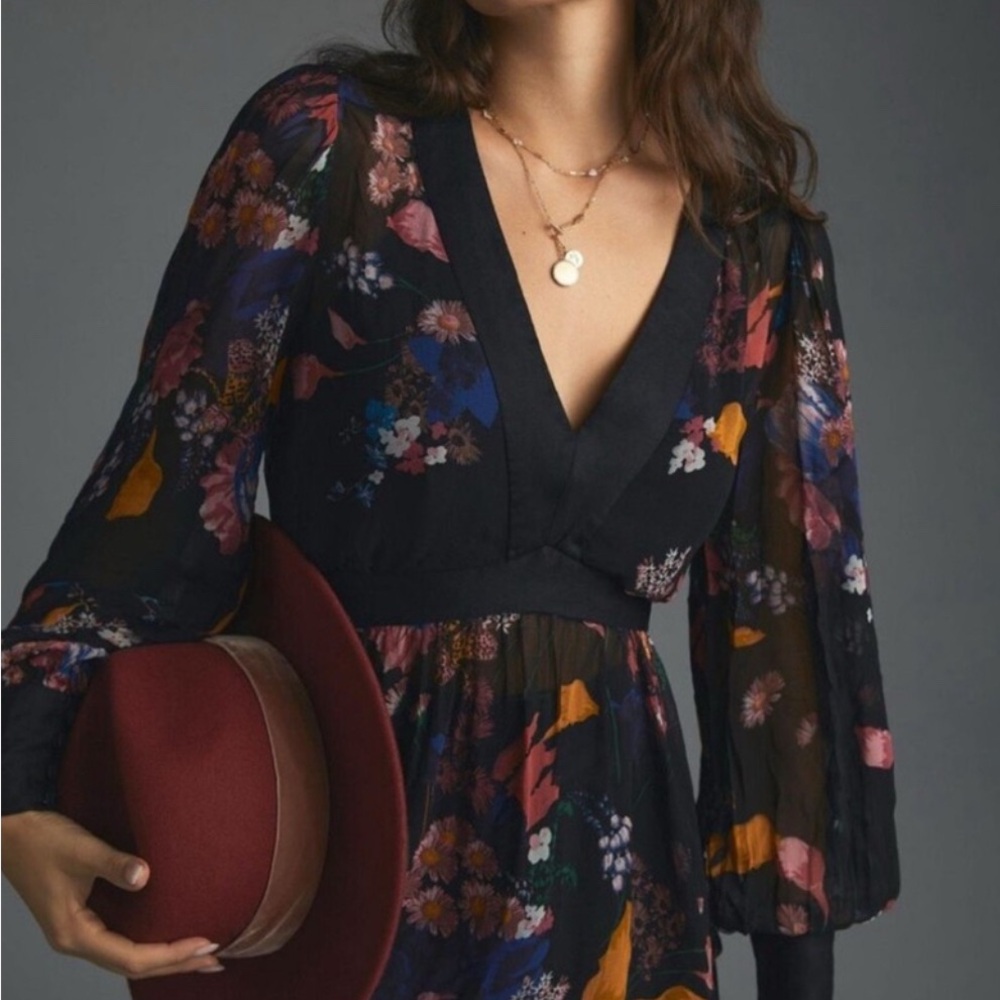 Maeve Floral V-Neck Blouse - Multicolor